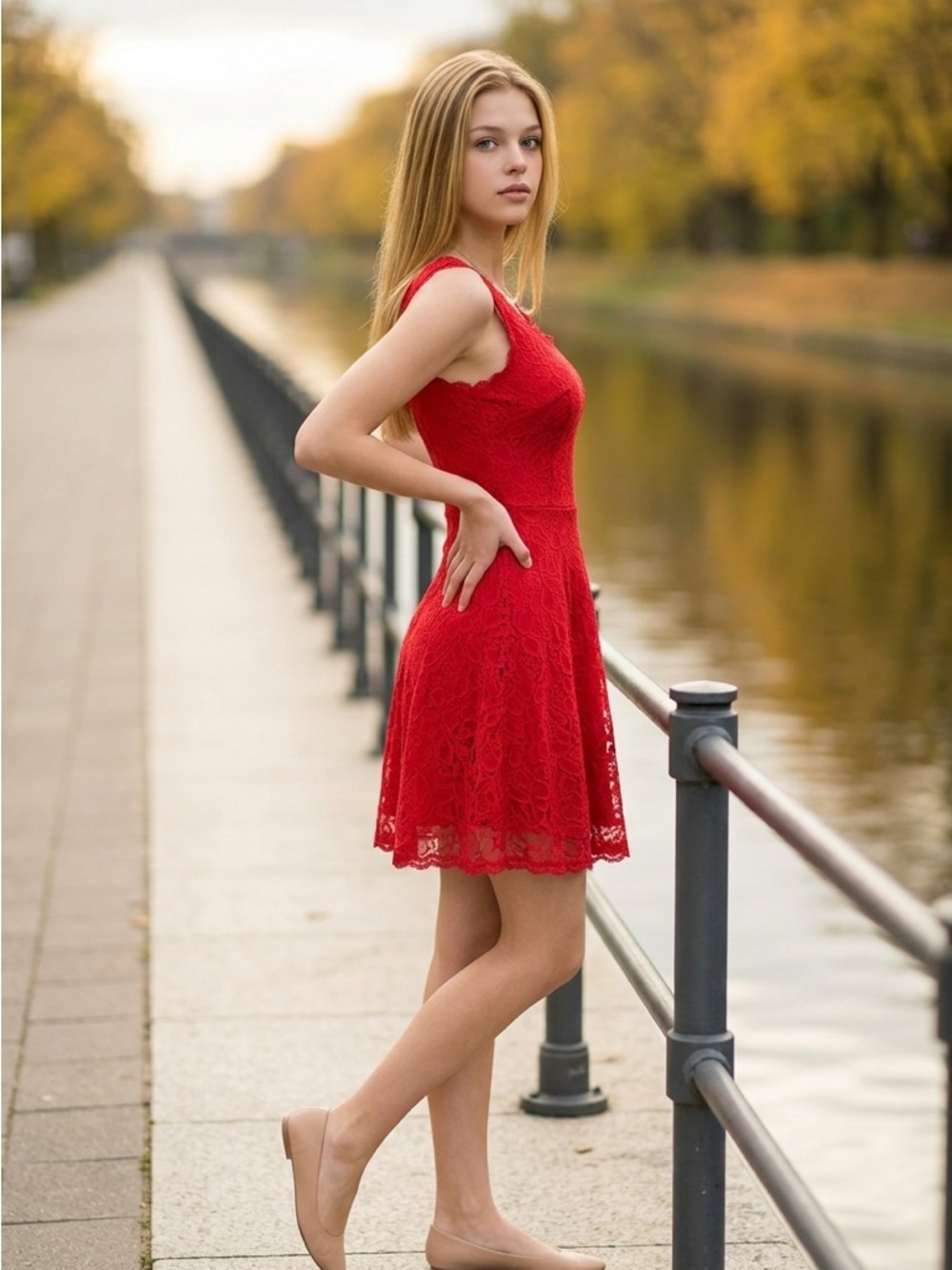 NWOT City Studio Women’s/Teens Red Lace Overlay Sleeveless Mini Swing Dress - 14